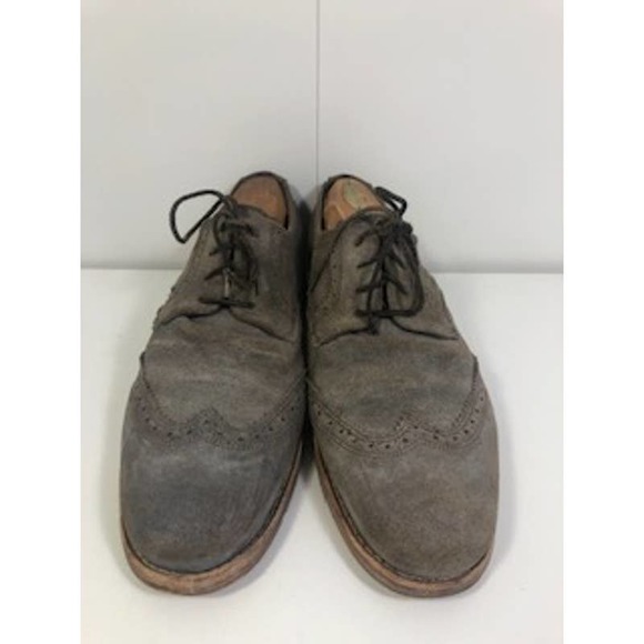 AllSaints Suede Leather Wingtip Brogue Oxford Dress Shoes Gray Mens US 12